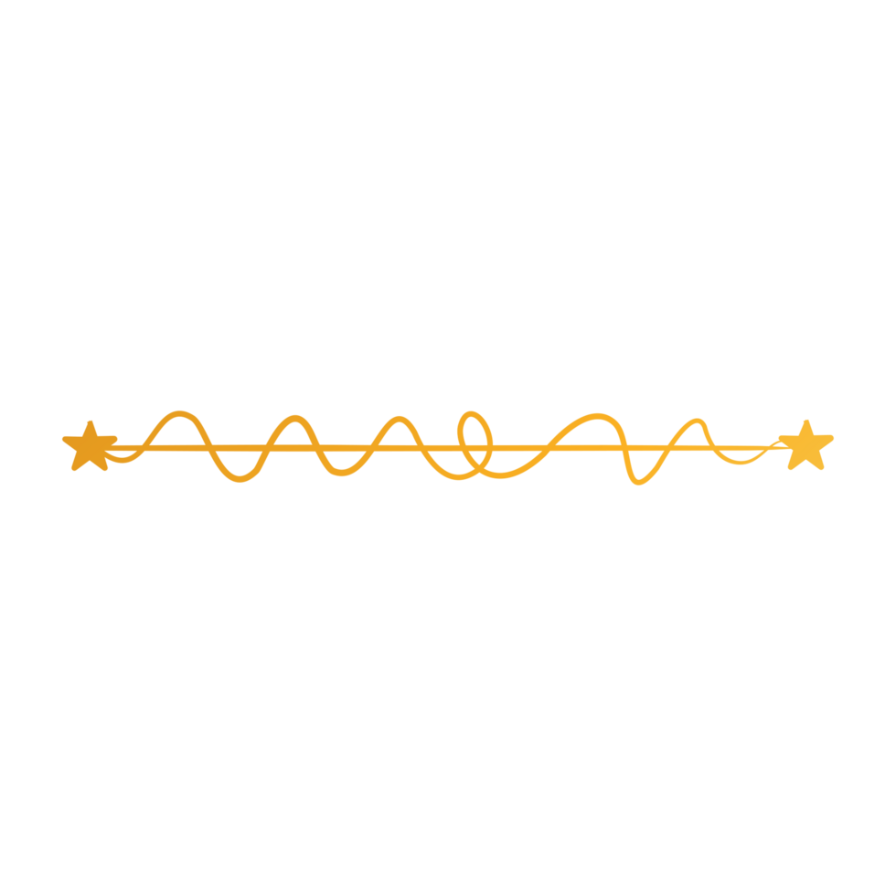 Divider Design with gold star line icon, png