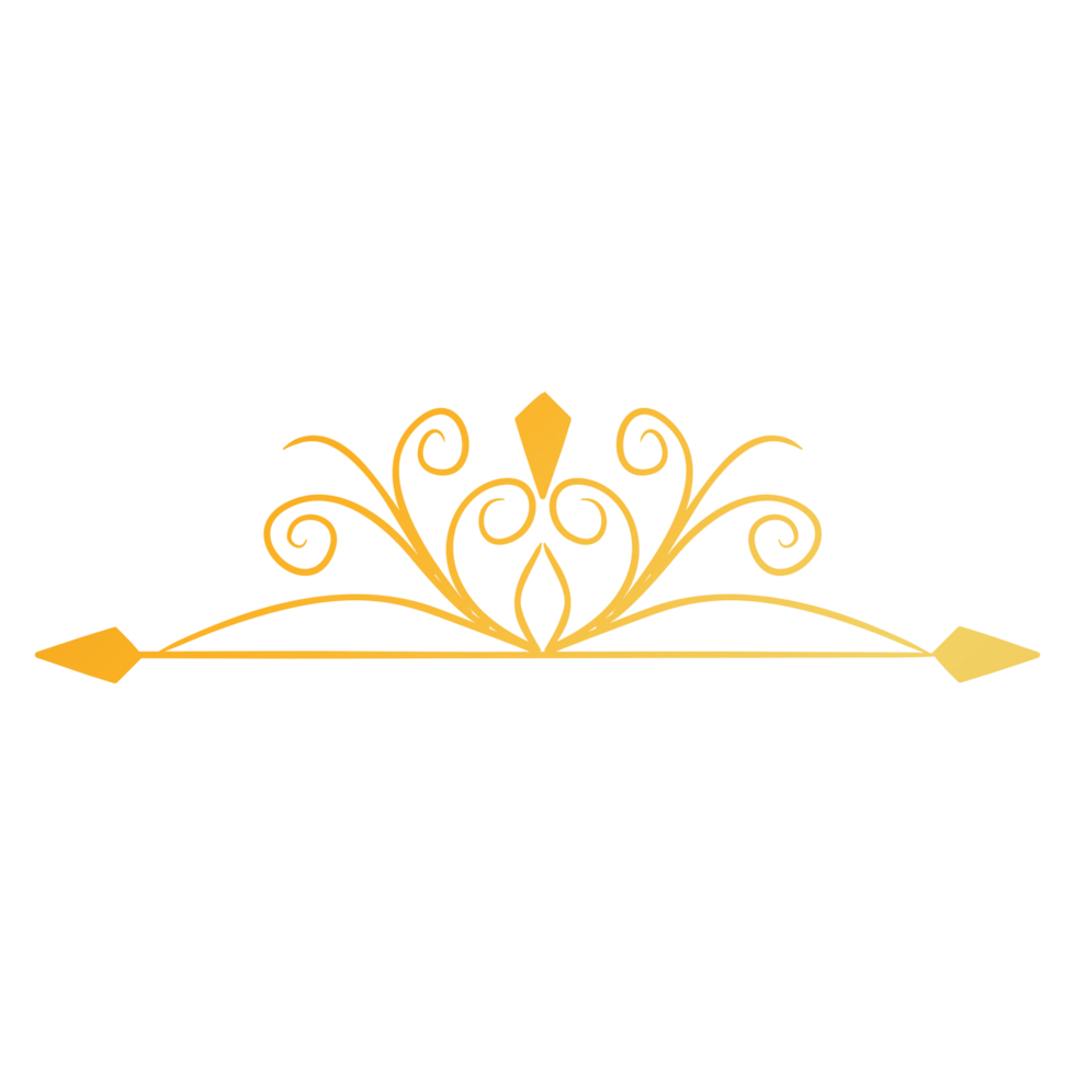 Divider Design with gold crown icon, png