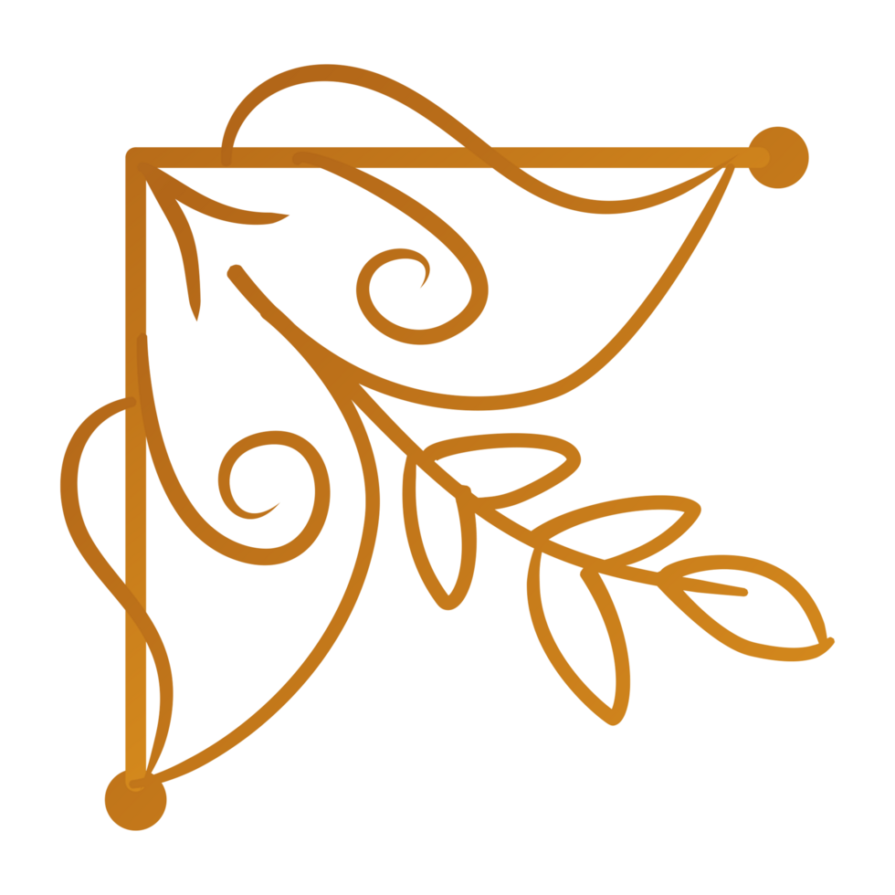 a golden triangle with leaves and flowers on it png