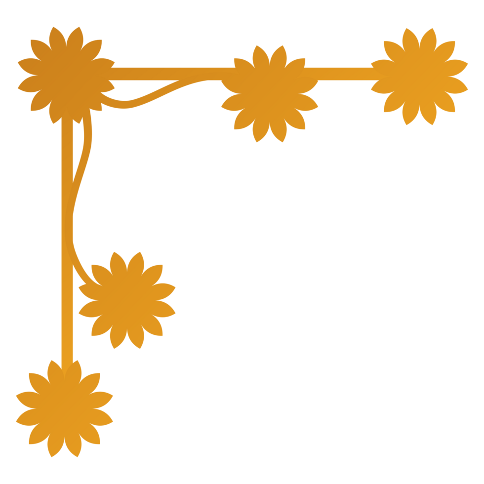 Corner design with a yellow flower corner with a white border png