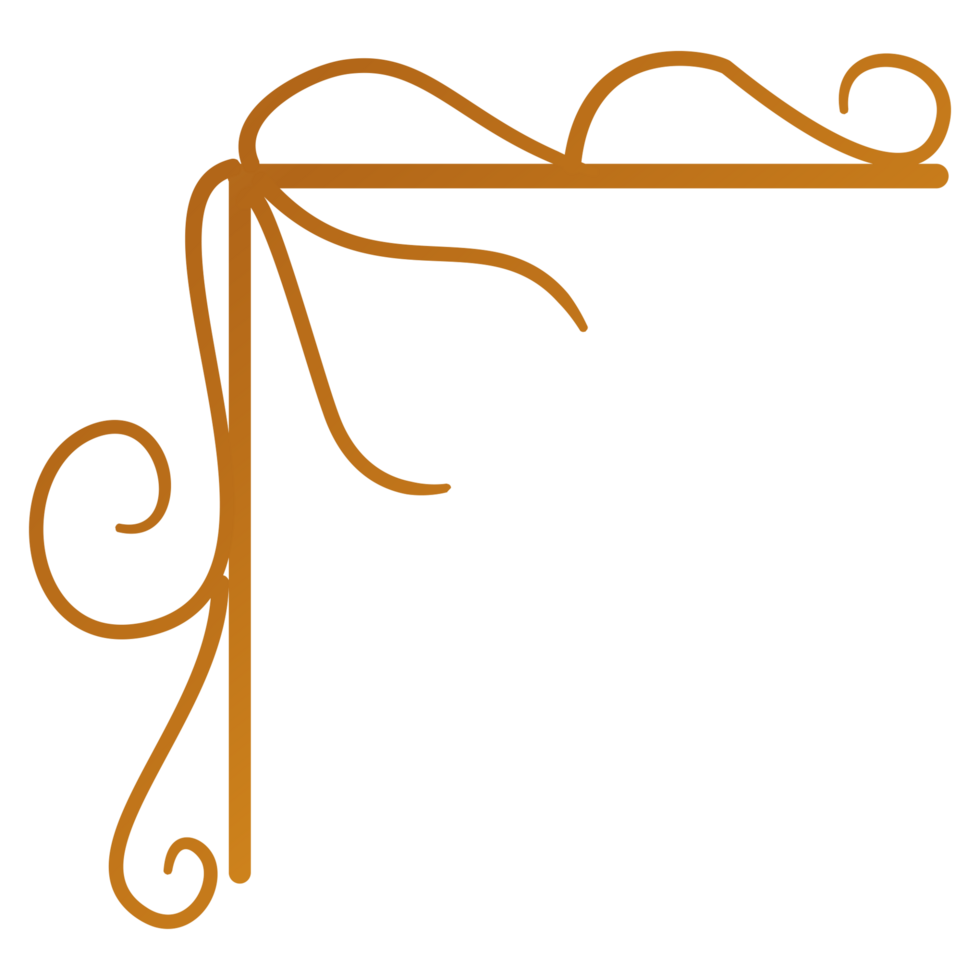 a golden corner frame with swirls on it png
