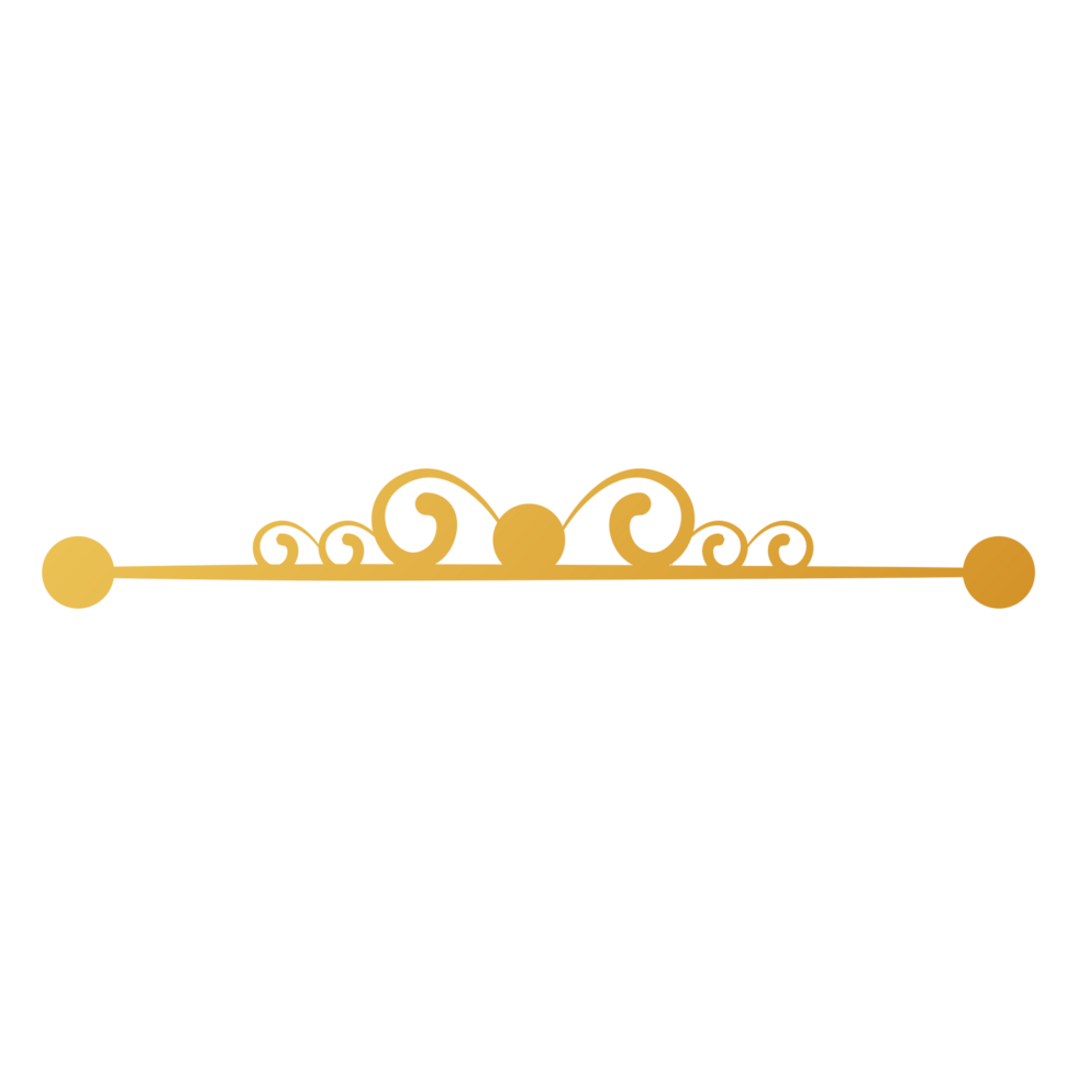 Vintage Divider Design with golden scroll border on transparent background png