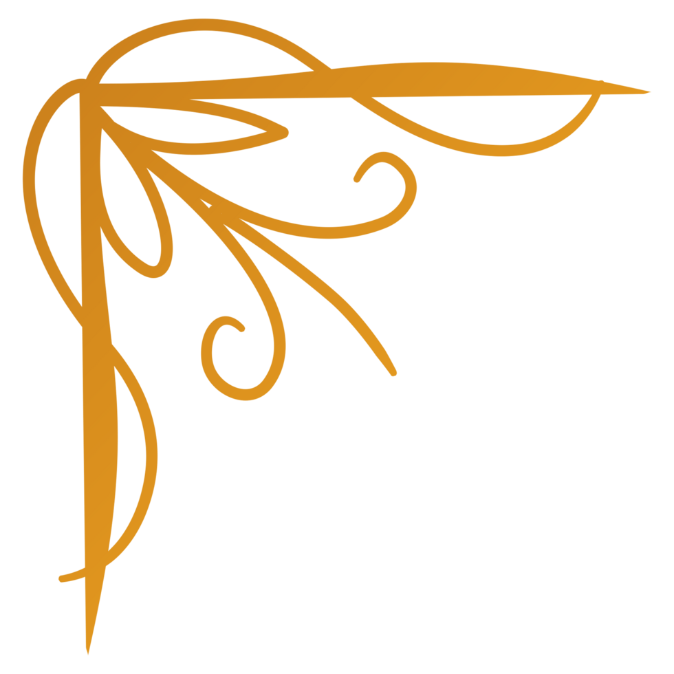 Corner design with a golden corner with swirls on it png