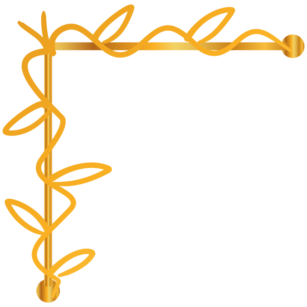 Corner design with golden frame with leaves on it png