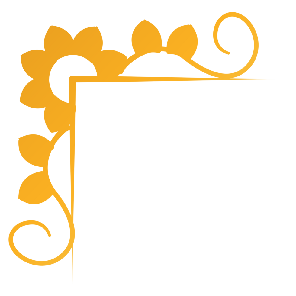 Corner design with a flower border on a transparent background png