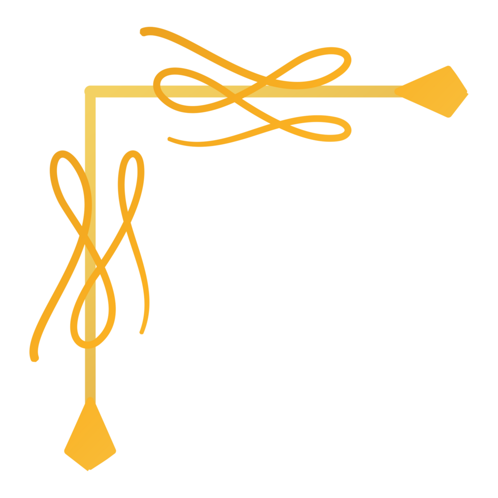 Corner design with a yellow ribbon with a bow on it png