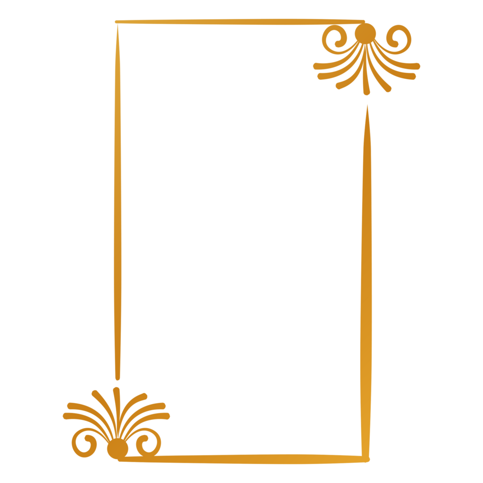 Divider Design with gold frame with scroll border on transparent background png