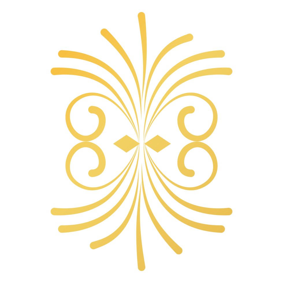 Divider Design with golden ornament on transparent background png