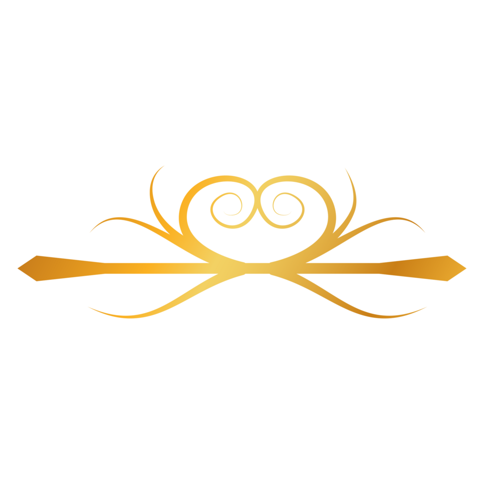Vintage Divider Design with golden ribbon on transparent background png