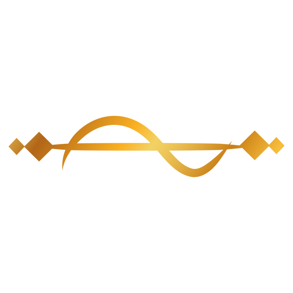 Divider Design with golden wave icon on transparent background png