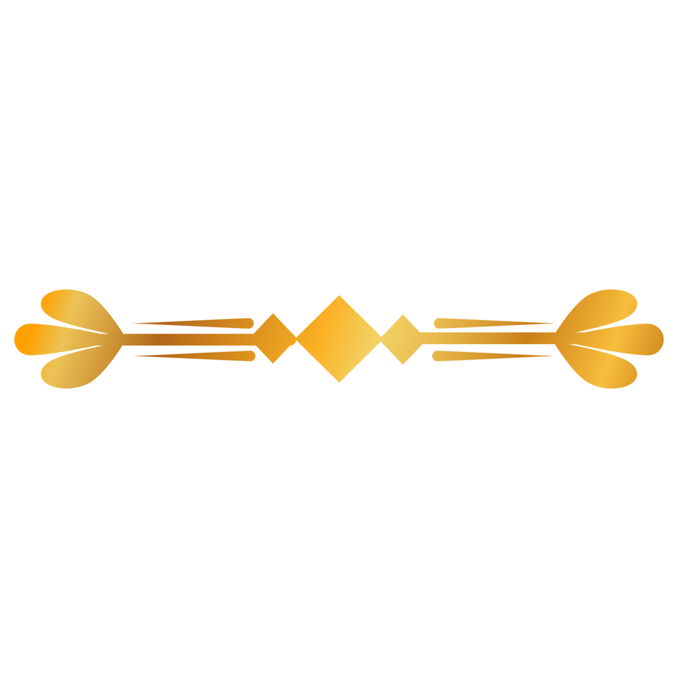 Floral Divider Design with golden arrow on transparent background png