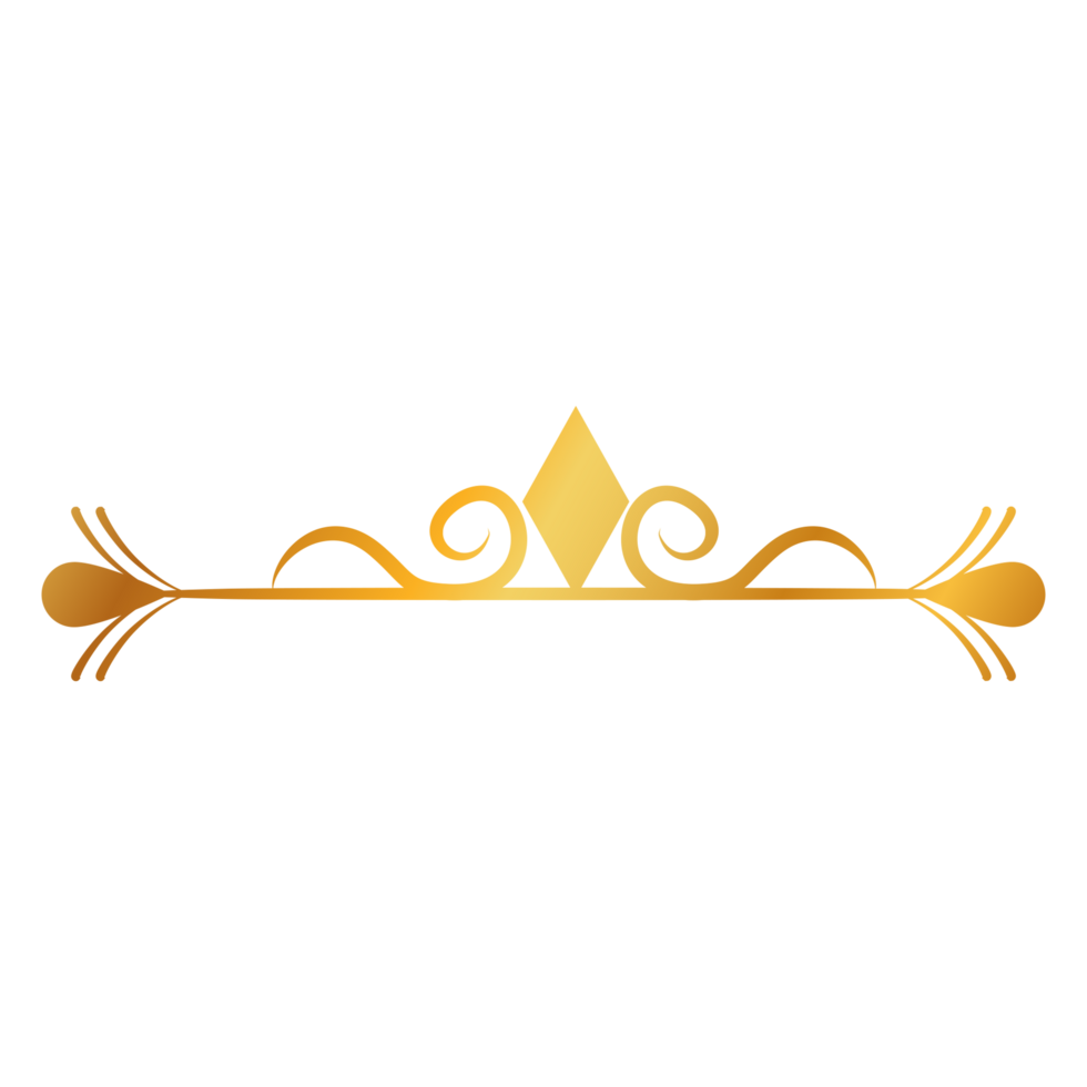 Traditional Divider Design with golden crown on transparent background png