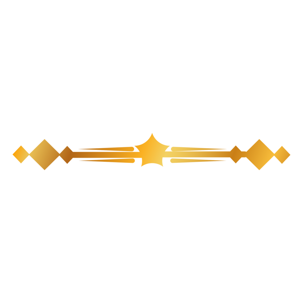 Divider Design with gold star line on transparent background png