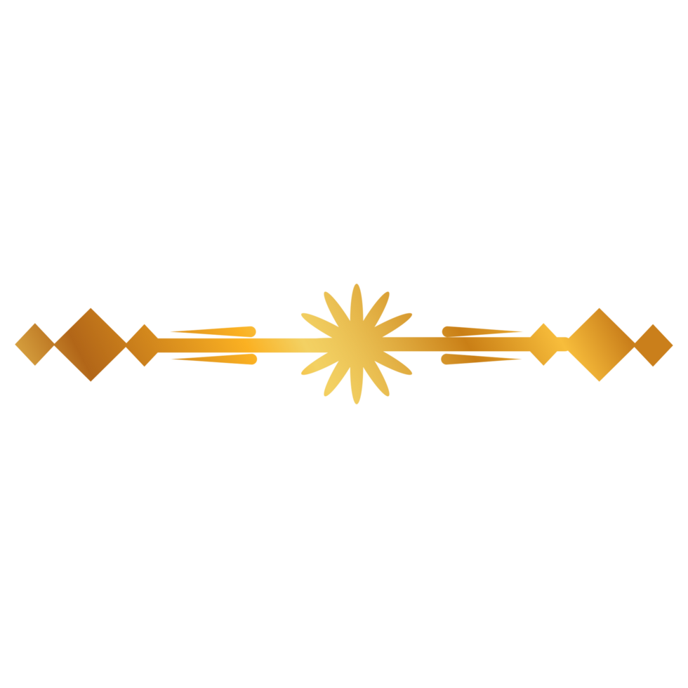 Divider Design with golden star with a star on it, on a transparent background png