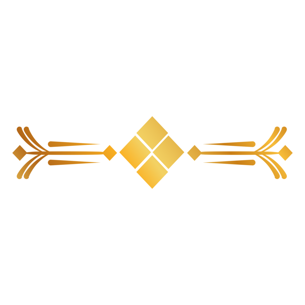 Divider Design with golden square on transparent background png