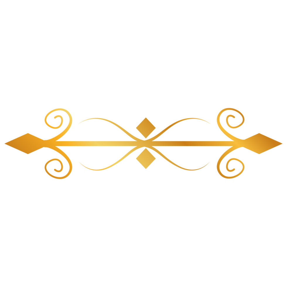 Divider Design with golden arrow on a transparent background png