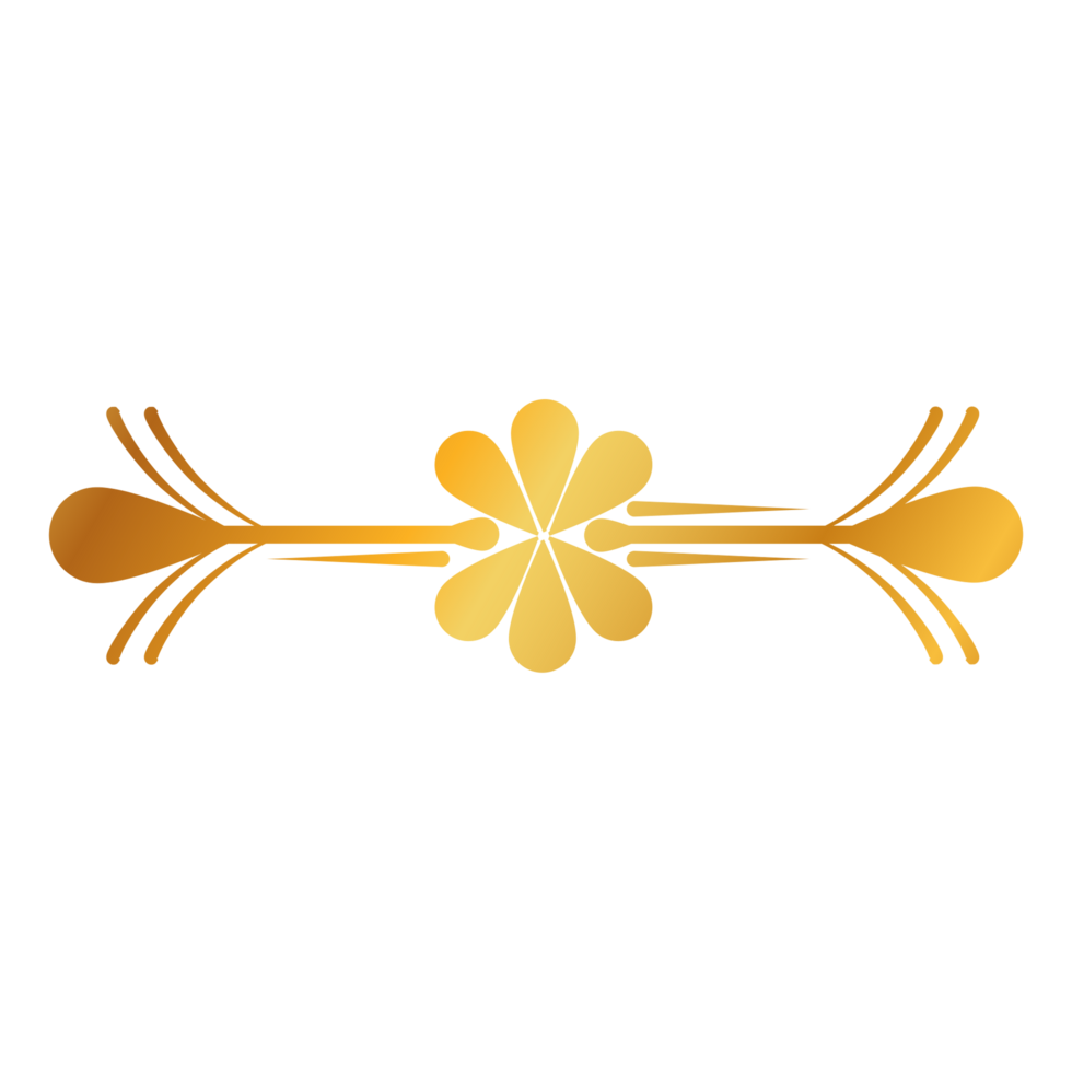 Divider Design with golden flower icon on transparent background png