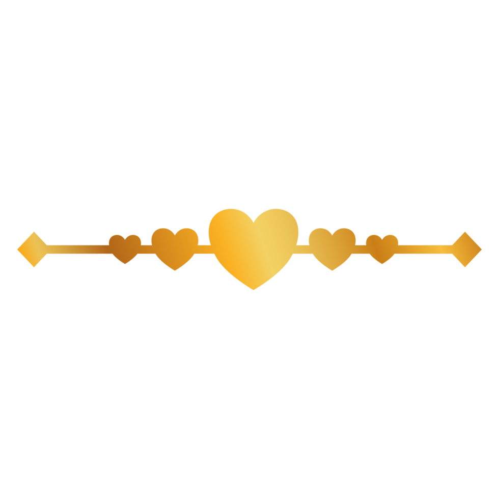 Divider Design golden hearts on a line with arrows png