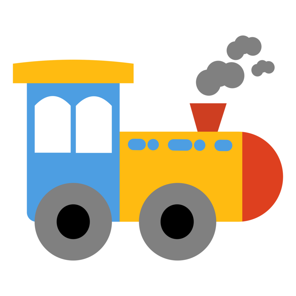 a cartoon train with smoke coming out of the engine for transport png