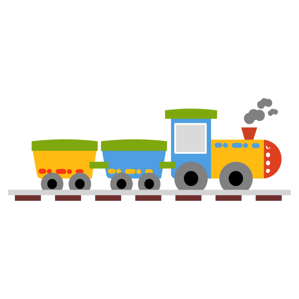 a cartoon train on a track with a train engine png