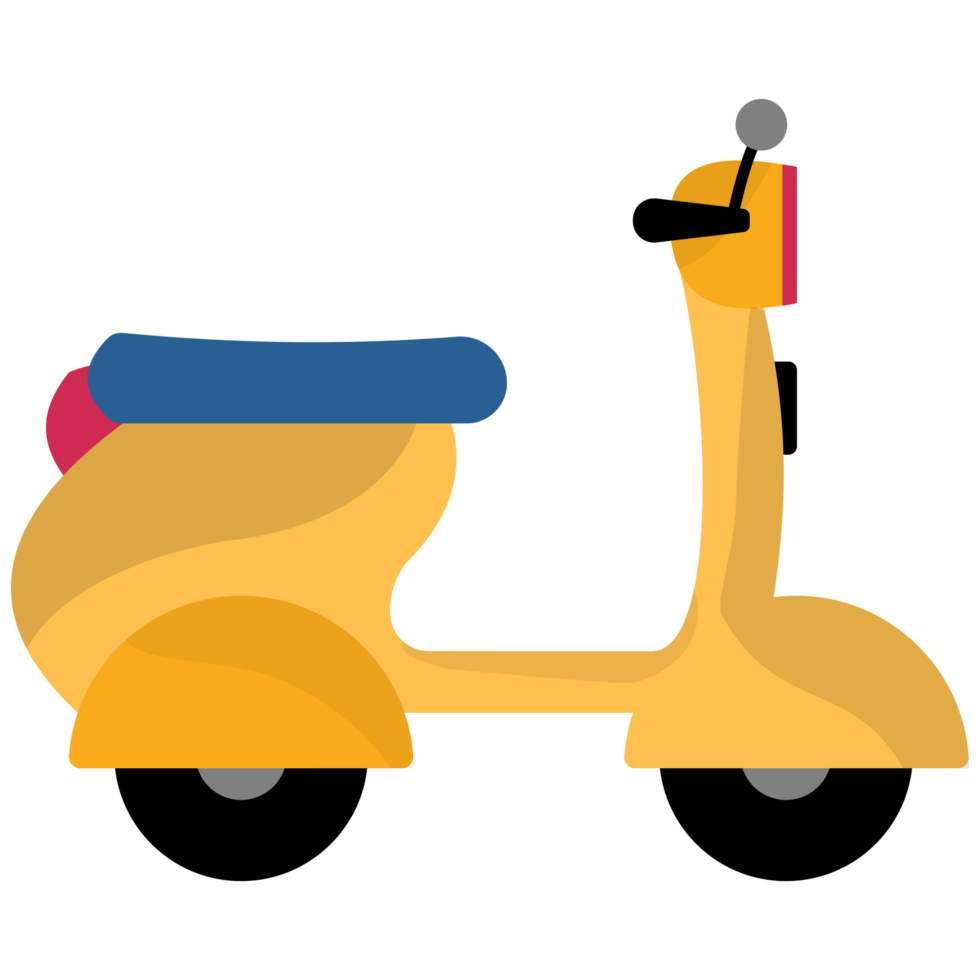 a yellow scooter on a transparent background png