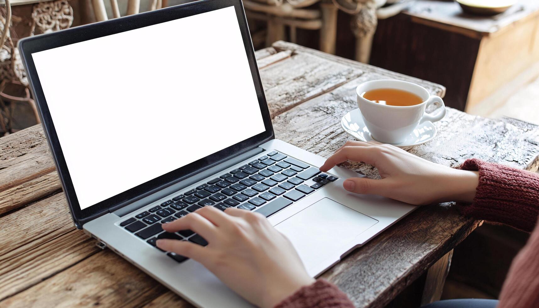 Device Mockup Displayed by a Person in a Modern Environment photo