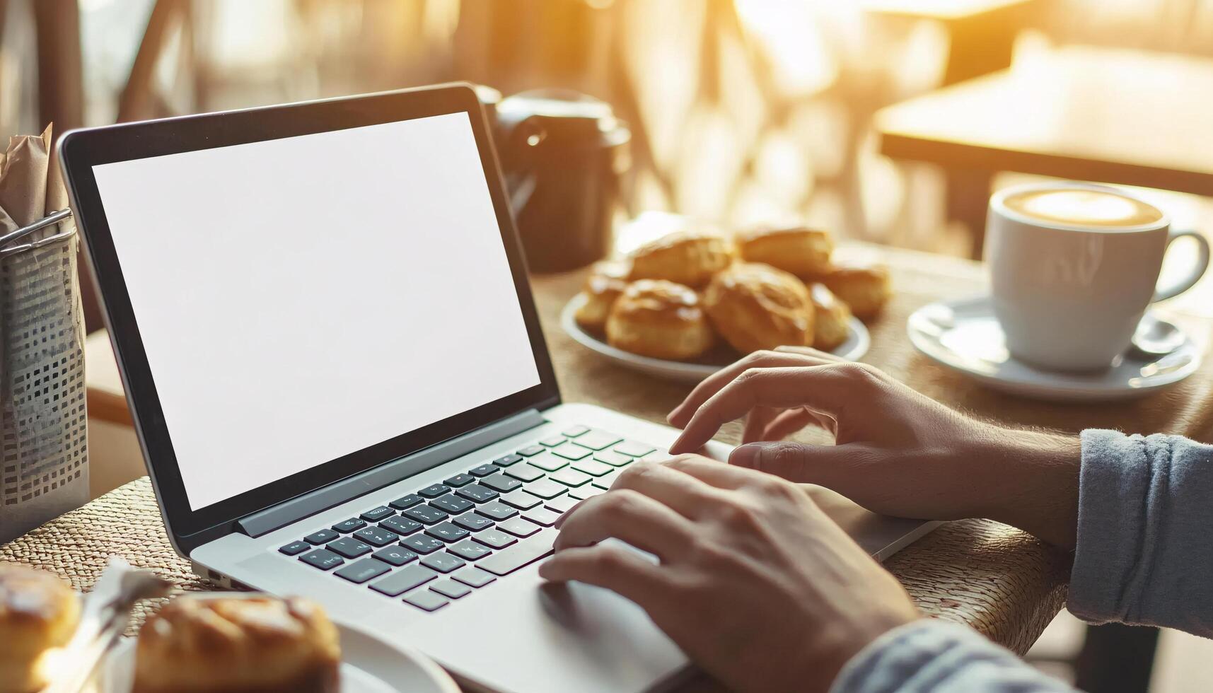 Device Mockup with Laptop Display in Clean Environment photo