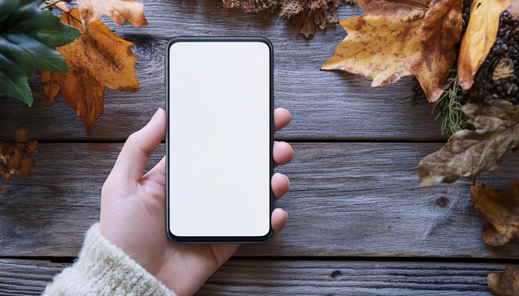 Device Mockup in Hand with Customizable Screen photo