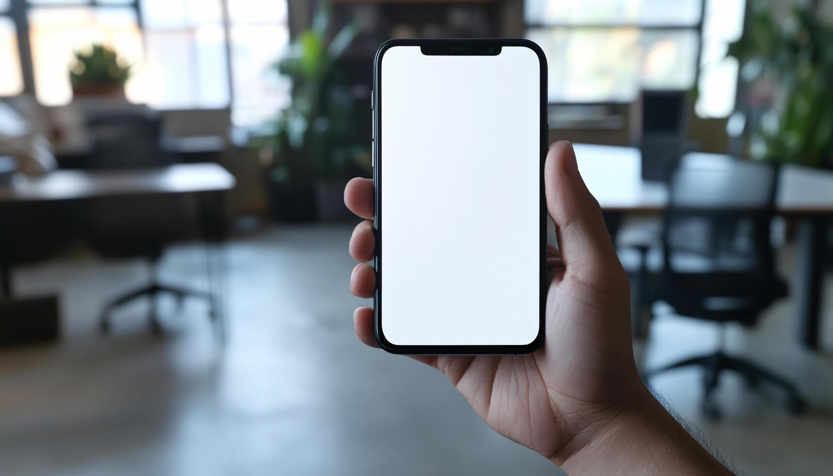 Hand Holding a Mobile Phone Device Mockup mockup photo