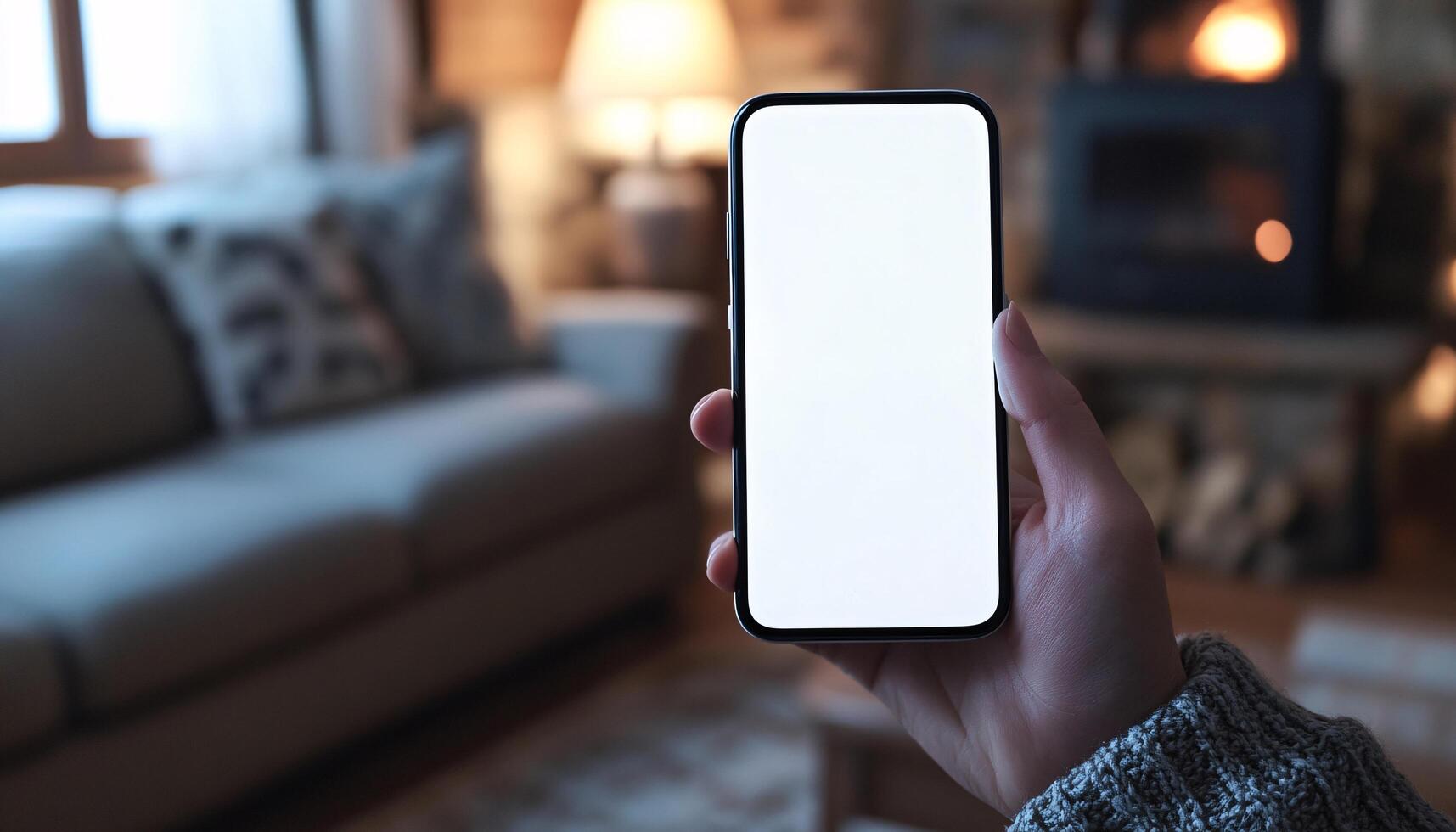 Hand Showcasing Mobile Phone Mockup Presentation photo