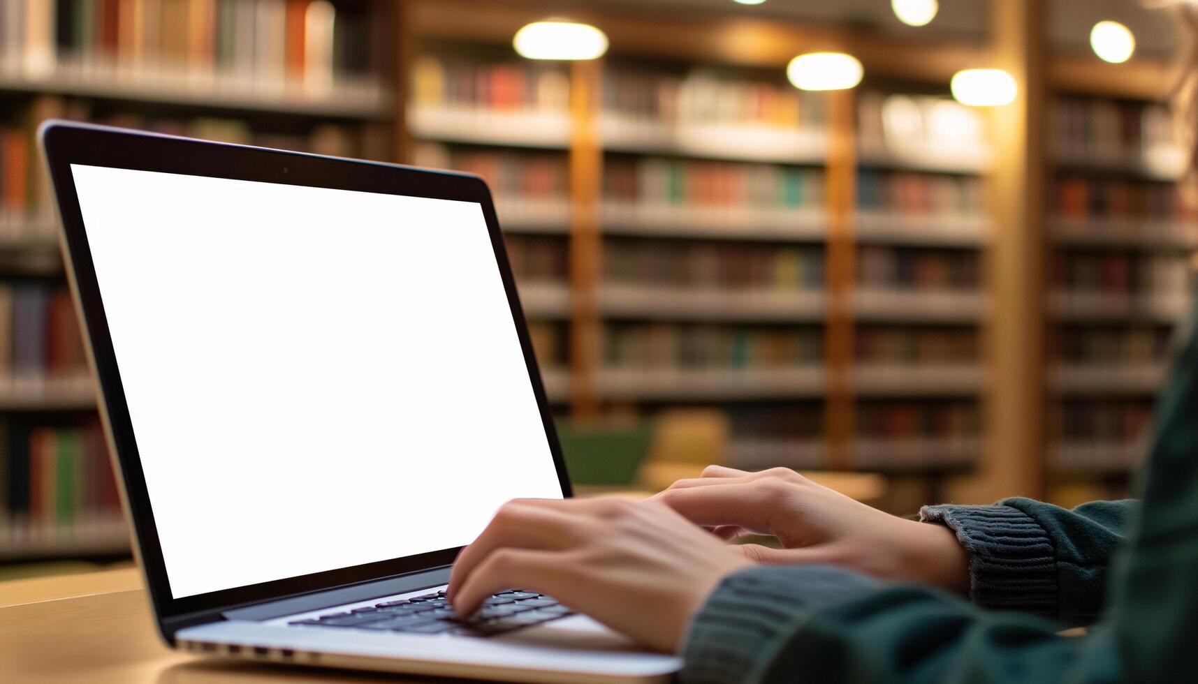 Device Mockup with Focused User in Clean Environment photo