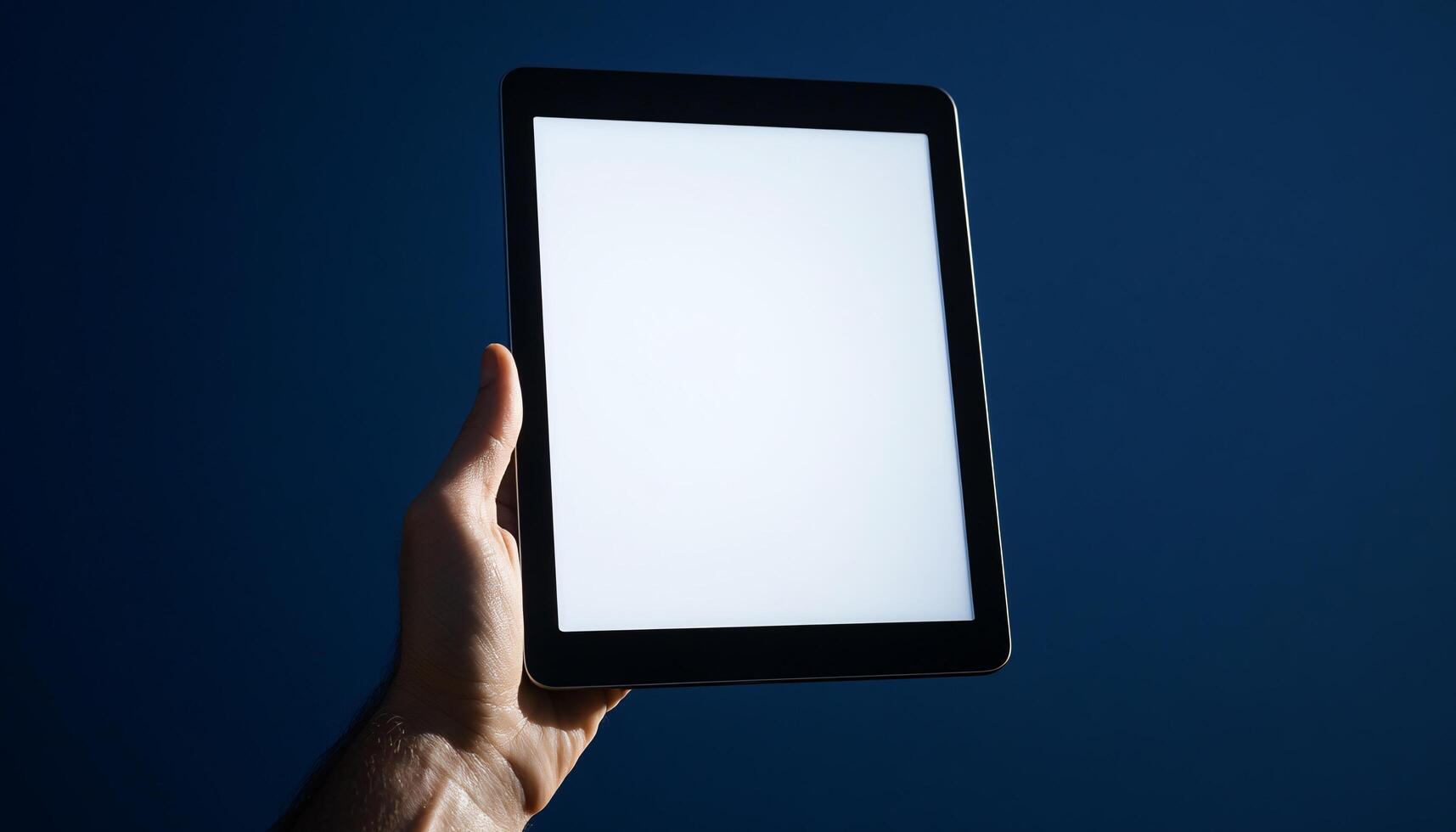 Hand Holding a Tablet Mockup in Various Environments photo