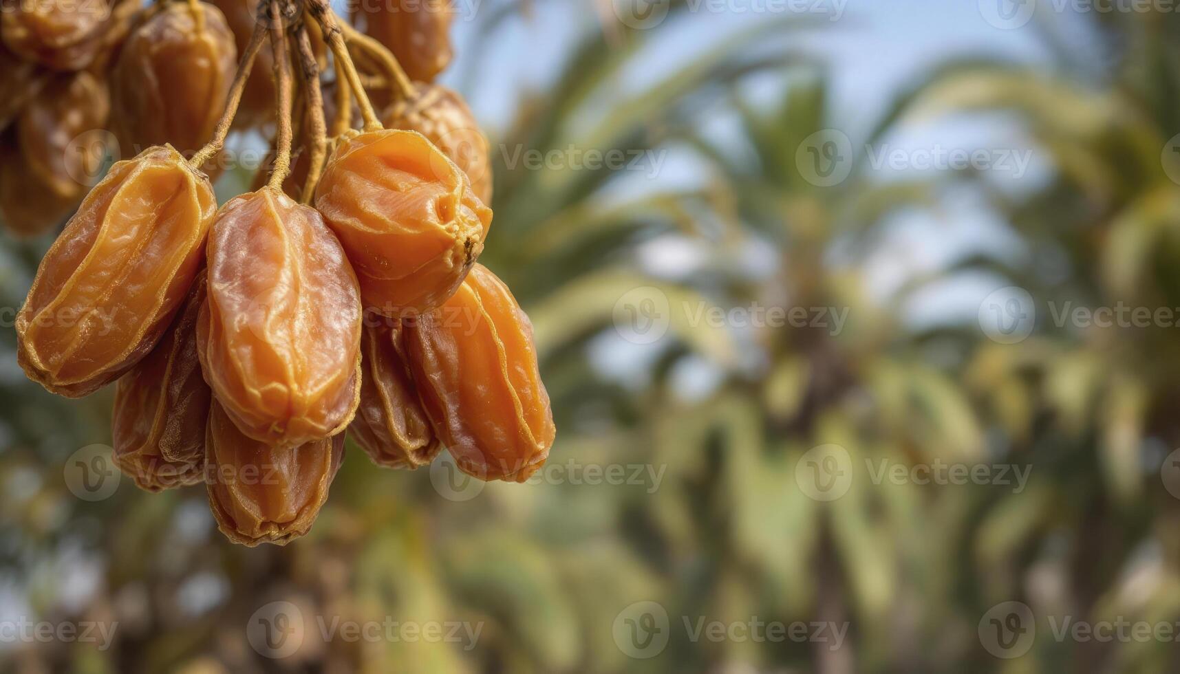 Fresh Dates Growing on a Palm Tree Branch in Natural Sunlight photo