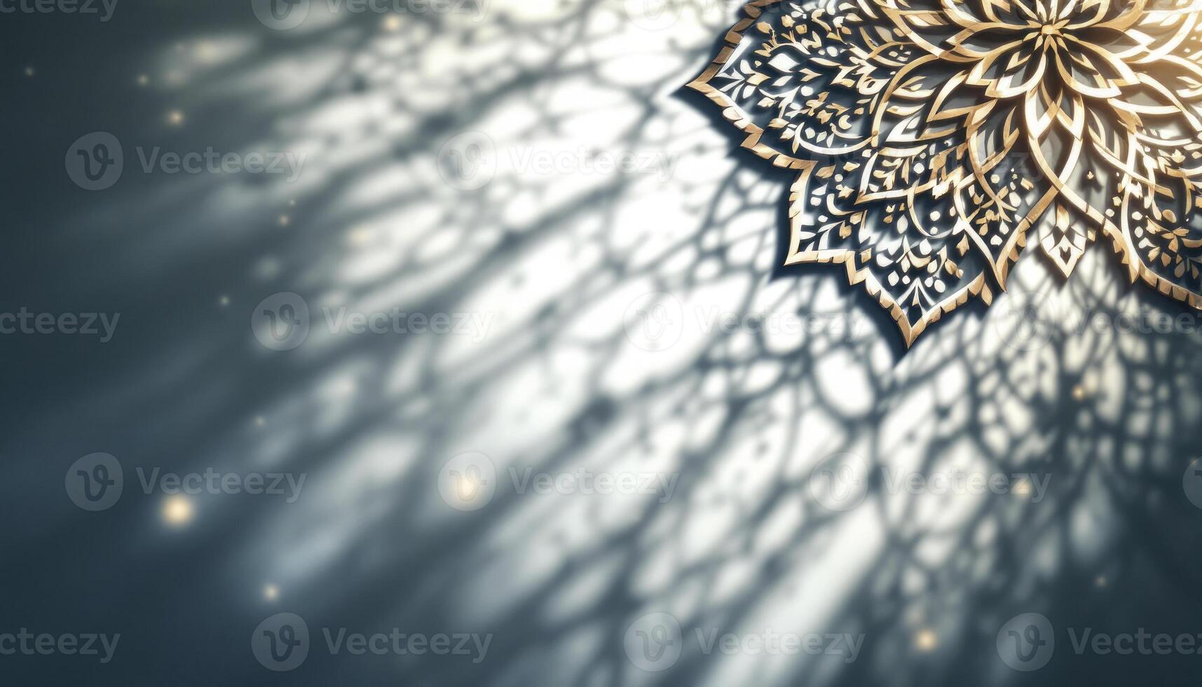 Elegant Gold Mandala Design with Shadow Background photo