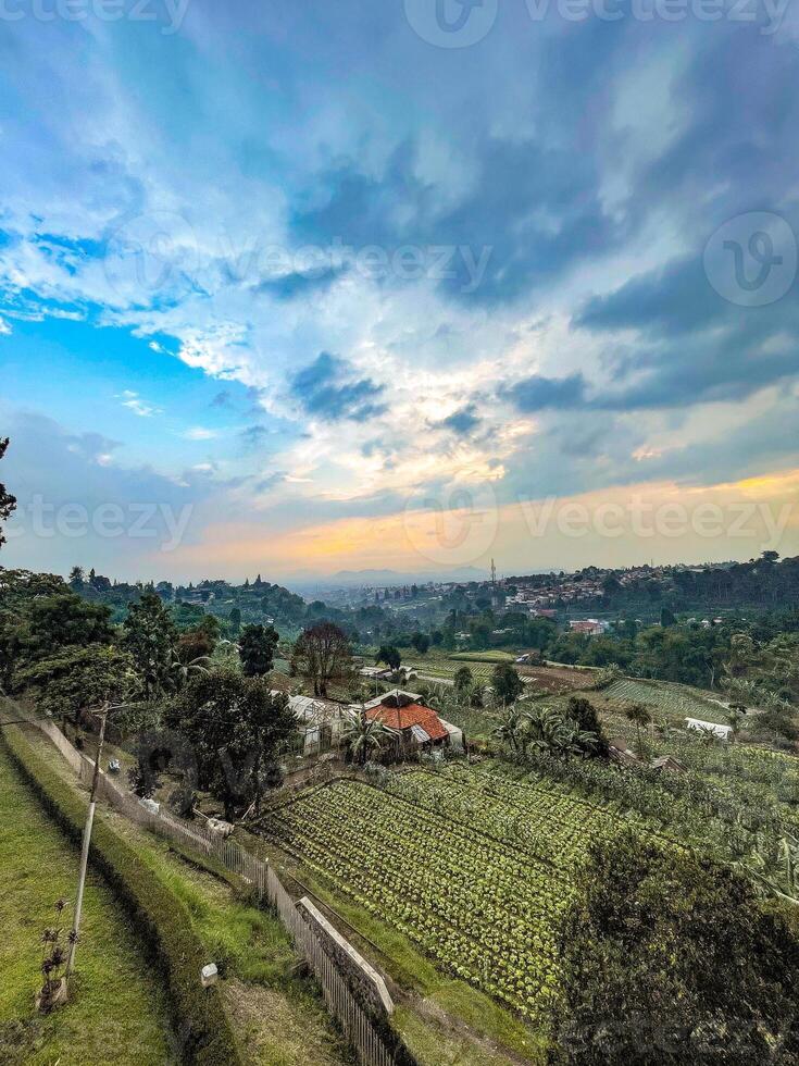 A view of the countryside from a hill photo