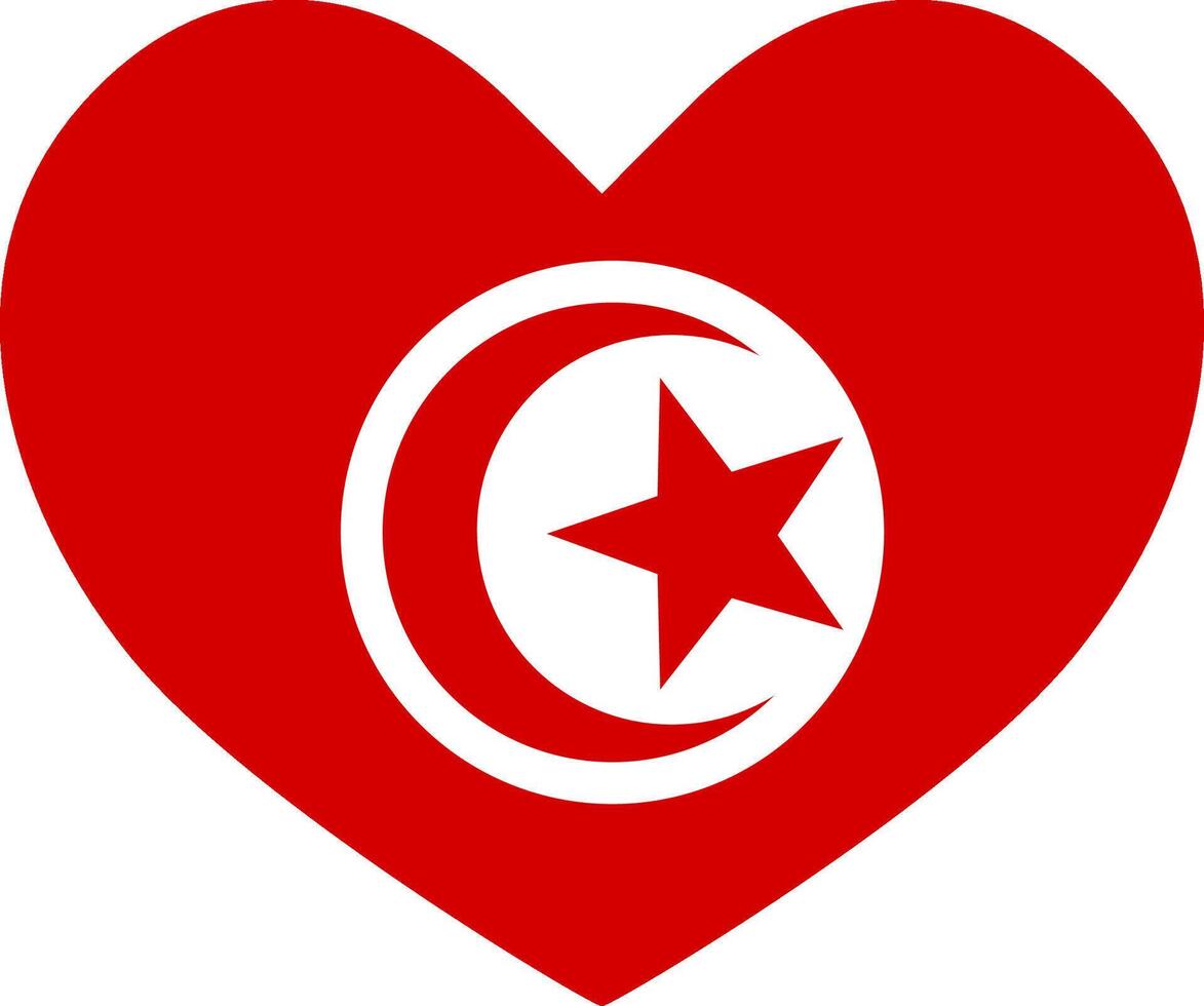 Tunisia heart shaped icon flag illustrator national vector