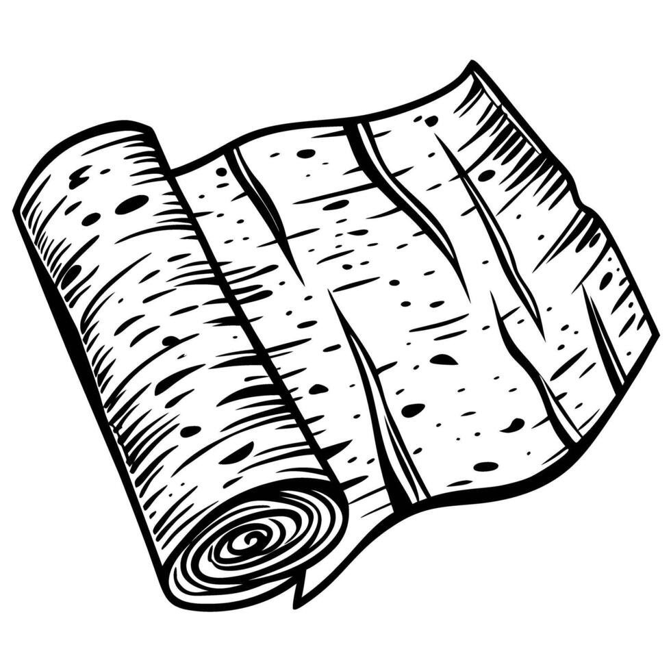 Rolled birch bark illustration rustic nature design element vector