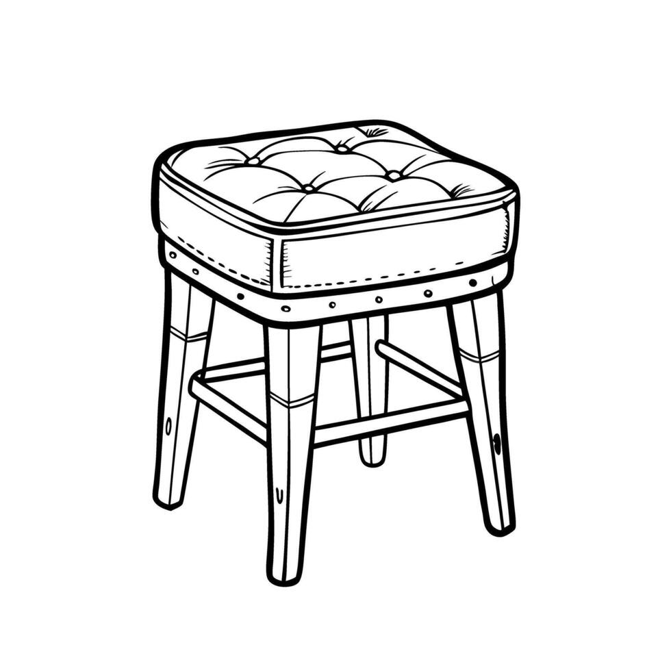 Elegant cushioned wooden stool classic design, comfort, home decor, furniture accent vector