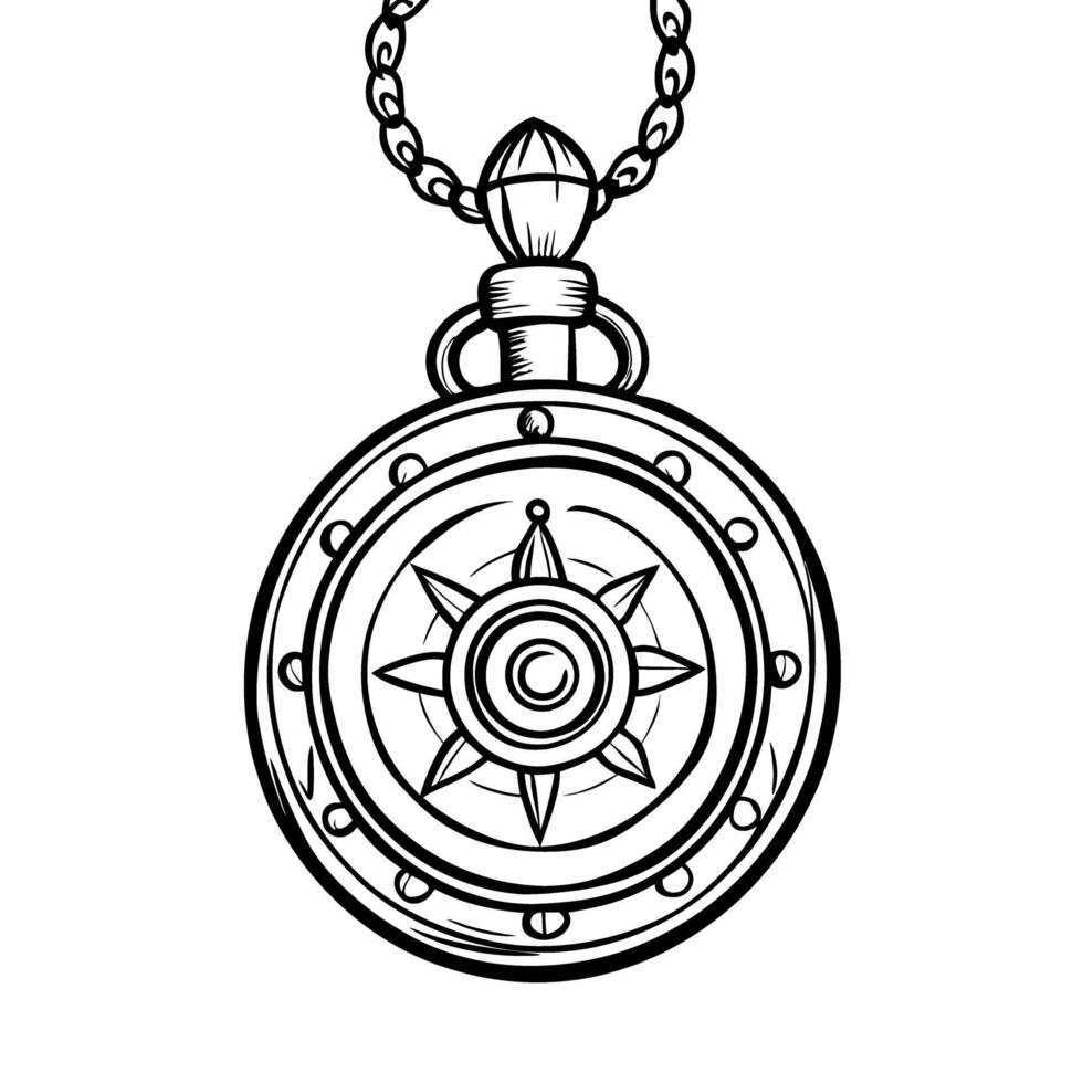 Vintage compass pendant design intricate nautical symbol, classic maritime art vector