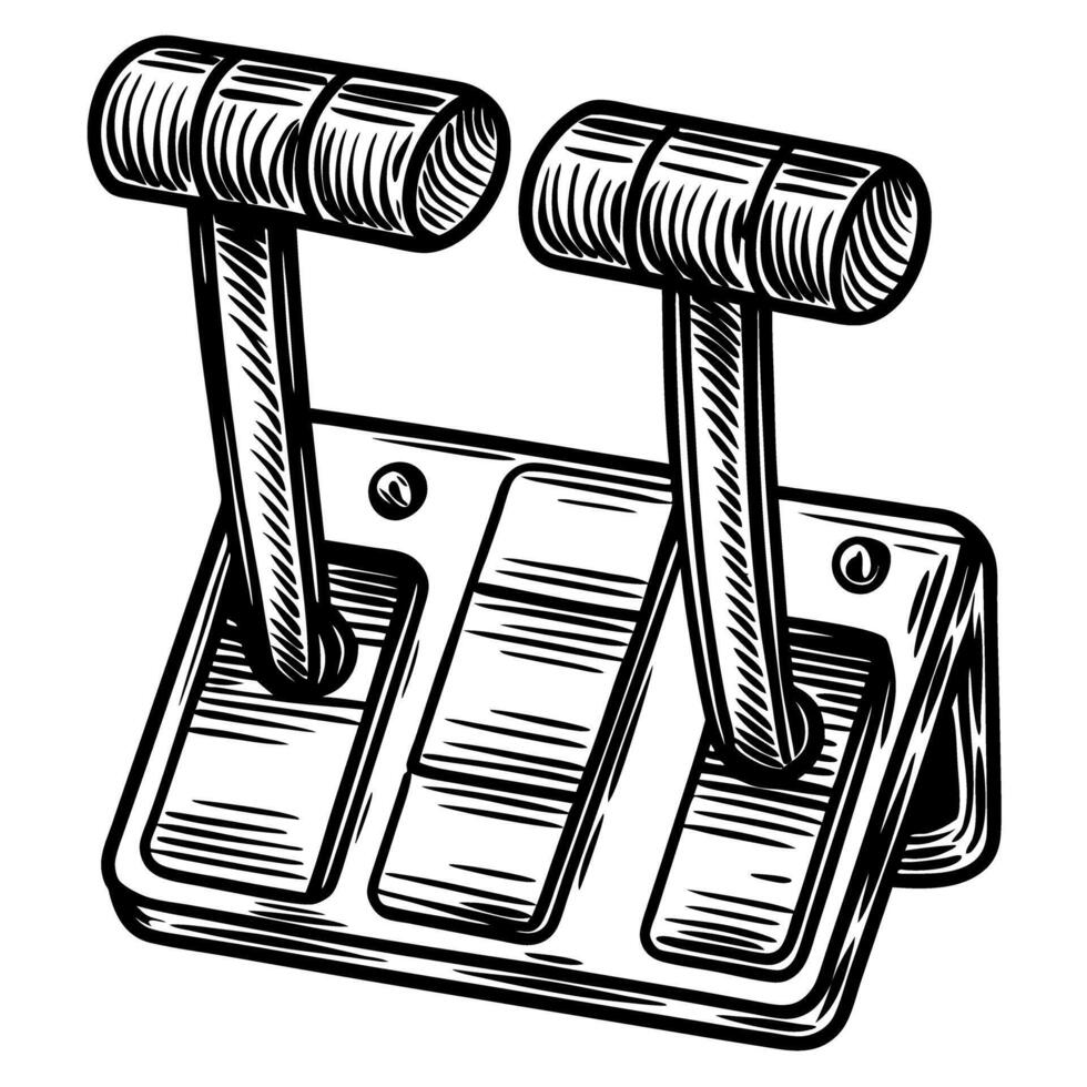 Vintage engraved throttle levers illustration on white background vector