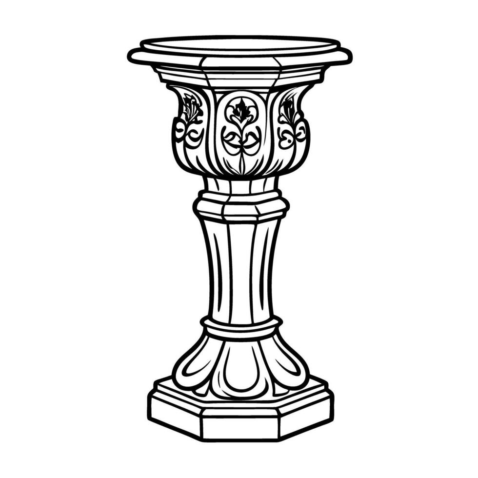 ornate pedestal base design classic decorative column, floral pattern, elegant structure vector