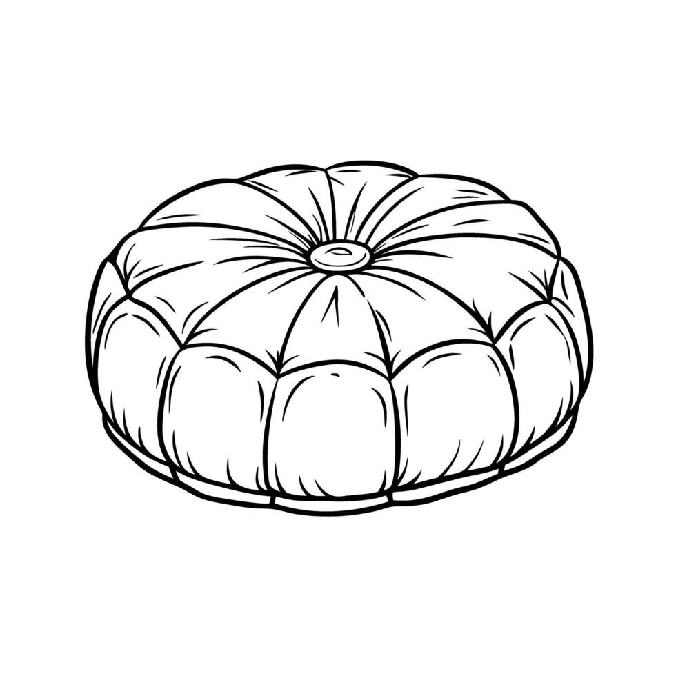Round cushion outline detailed pattern and texture, soft, classic, home decor vector