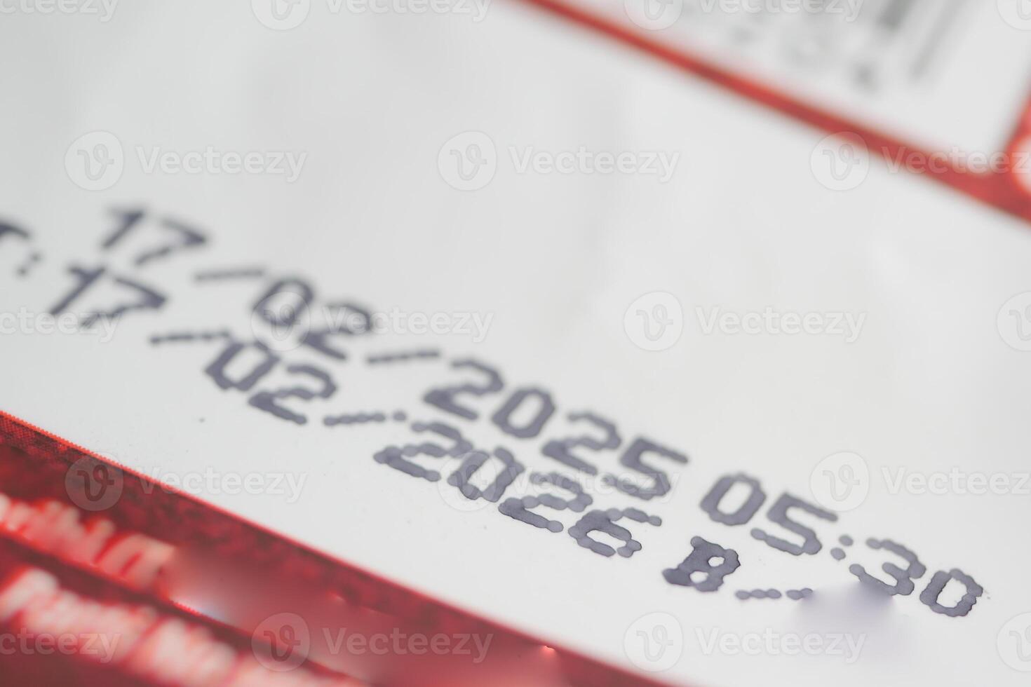 Date stamp on ticket showing valid times and expiration details photo