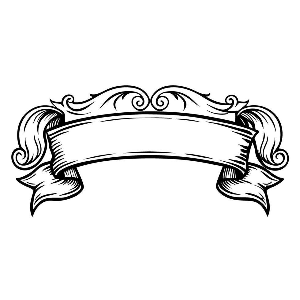 Vintage scroll banner with ornate decorative swirls and blank space for custom text vector