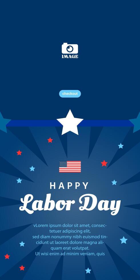 Happy Labor Day. Banner template design with american flag for events, promotions, advertisements, celebration vector
