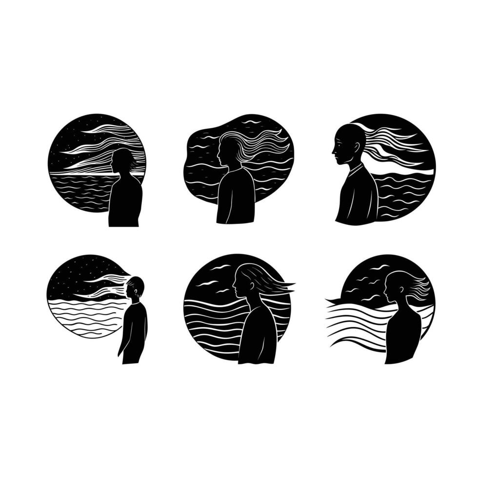 Ocean Breeze Silhouette Illustration vector
