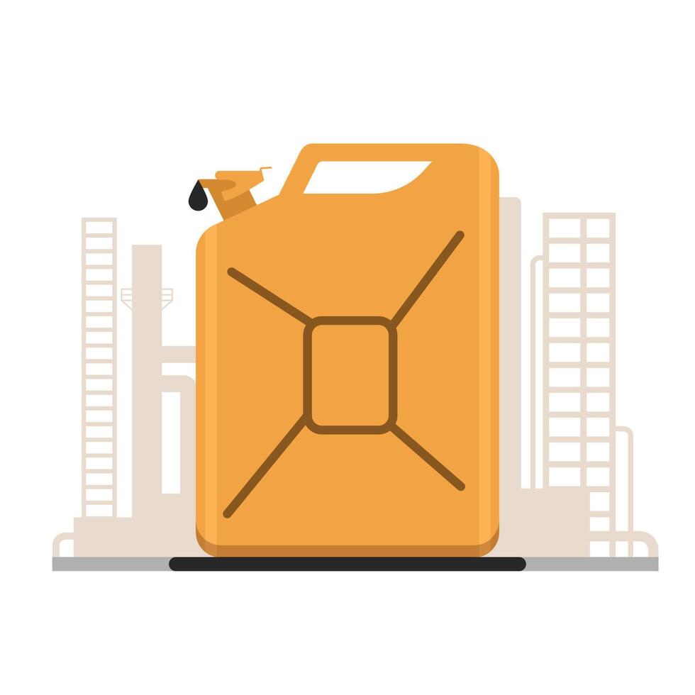 Gas or Fuel Jerrycan illustration on Oil and Gas Refinery Background vector