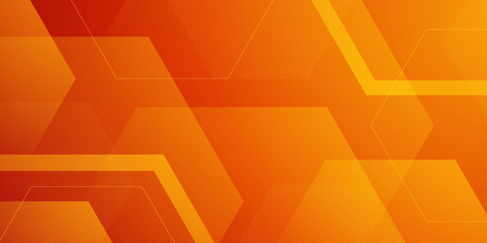 Abstract gradient orange 3D background. Simple hexagonal pattern with lines. vector