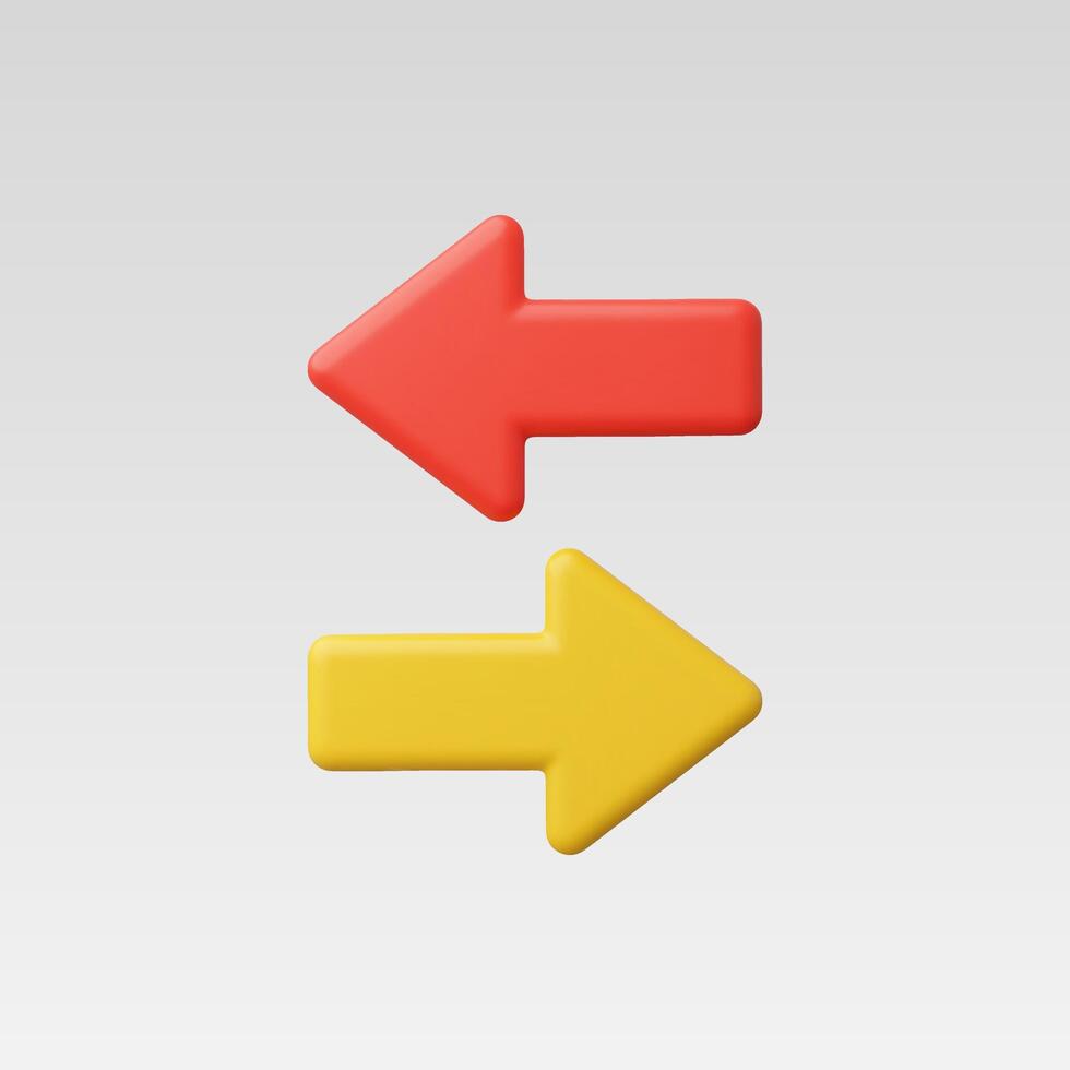 3d Realistic Red Yellow Arrow Left and Right vector