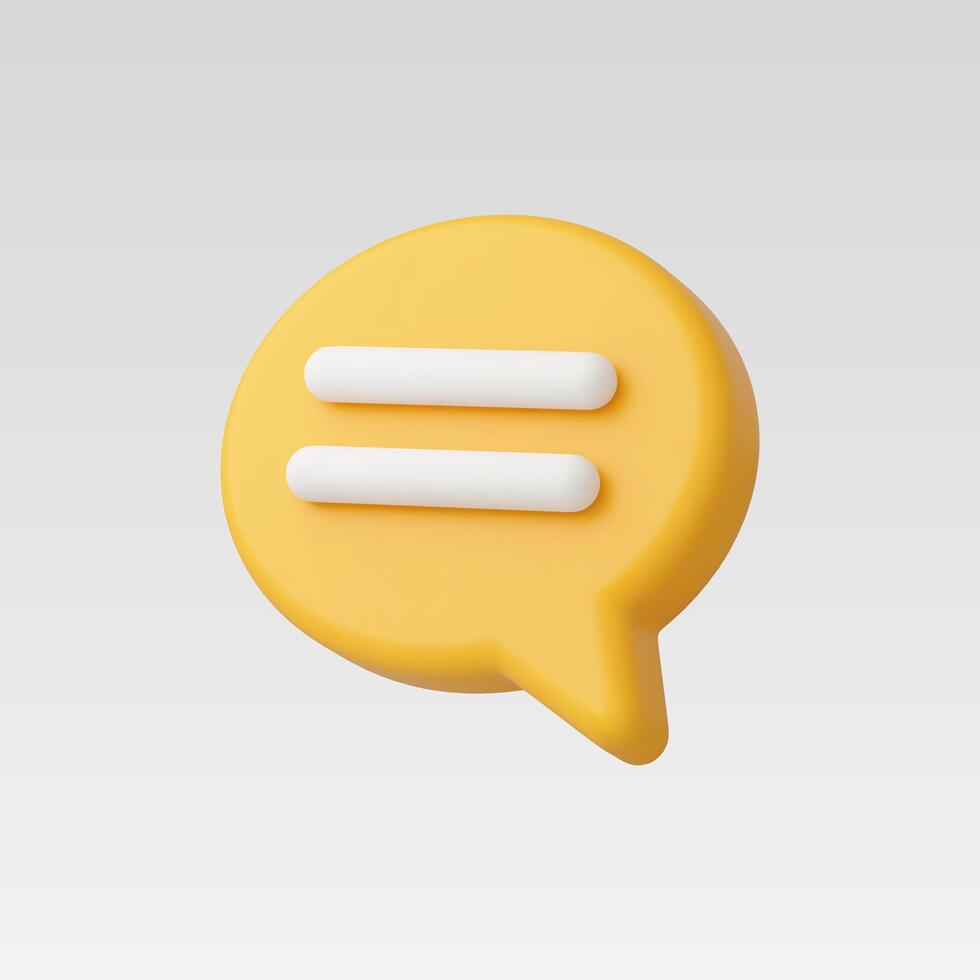 Realistic 3d Yellow Chat or Message Icon vector